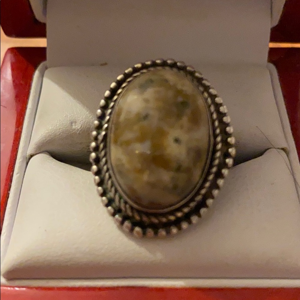 Sterling Silver Stone Coil Vintage Navajo Ring